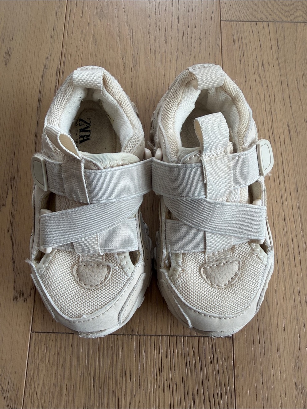 Zara Cream Kids Sneaker Sandals with Double Straps